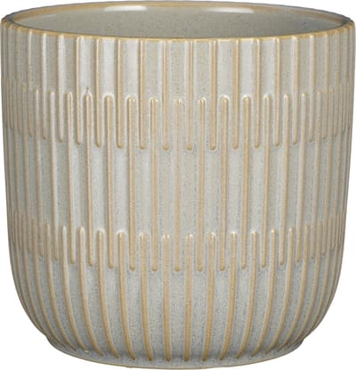 Mica Decorations Plantenpot/bloempot - keramiek - lichtgrijs - D17.5/H16 cm