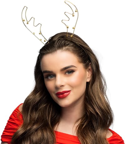 Boland - Metalen diadeem Jingle reindeer Goud - Één maat - Volwassenen - Unisex - Kerst