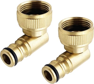 SnelShoppen - 2 Stuks 90 Graden Tuinslang Elbow Verbinders - Messing Tuinaccessoires 3/4 Inch Draad - Wateraansluiting voor Tuin, Huis en Kleine Velde