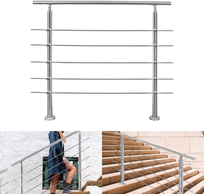 Leuning Roestvrij Staal - Trapleuning Balustrade - Veilig Traplopen - Weerbestendig Materiaal - 80 cm - Zilver