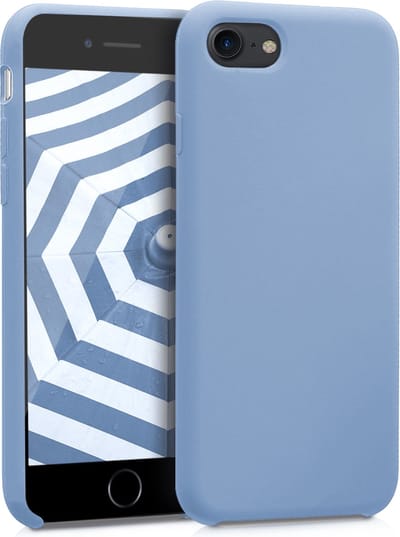 kwmobile telefoonhoesje geschikt voor Apple iPhone SE (2022 / 2020) / iPhone 8 / 7 - Hoesje met siliconen coating - Smartphone case in mat lichtblauw