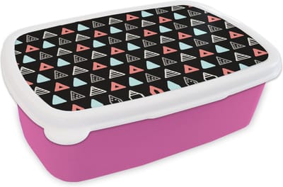 Broodtrommel Roze - Lunchbox - Brooddoos - Jongens - Design - Driehoek - 18x12x6 cm - Kinderen - Meisje