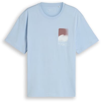 Tom Tailor Denim - T-shirt met relaxte pasvorm en print - Maat XXL - Light Metal Blue