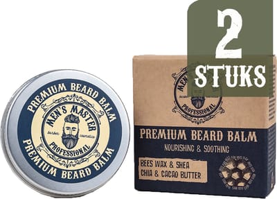 Men's Master Premium Beard Balm Voordeelverpakking – Baardbalsem met Bijenwas, Shea Boter & Citroengras – 2 x 30ml