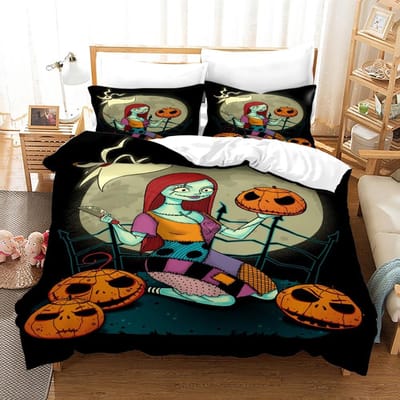 3-delige Dekbedovertreksets Queen Size, Nightmare Before Christmas Jack en Sally Roos Decor Beddengoedset 2/3-delig Polyester Dekbedovertrek 70x133cm 2pcs