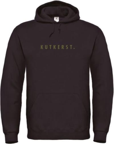 Foute kersttrui hoodie zwart L - Kutkerst - olijfgroen - soBAD. | Kersttrui soBAD. | kerstsweaters volwassenen | kerst hoodie volwassenen | Kerst outfit | Foute kerst truien