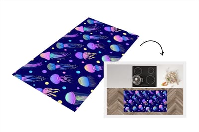 Keukenloper - Loper keuken - Kwallen - Neon - Patronen - Regenboog - 120x60 cm - Keukenloper vinyl