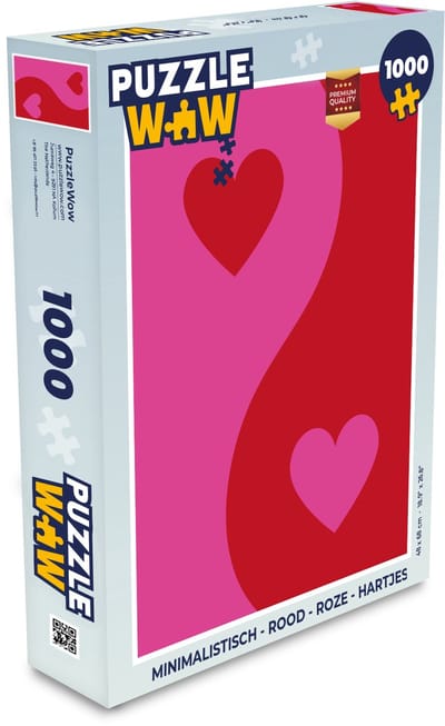 Puzzel Minimalistisch - Rood - Roze - Hartjes - Legpuzzel - Puzzel 1000 stukjes volwassenen