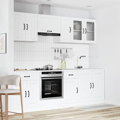 vidaXL - 8-delige - Keukenkastenset - Kalmar - bewerkt - hout - wit