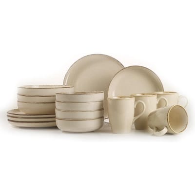 Asir - Dinerset - eetset - servies - 16-delig - Crème - 24 cm serveerborden