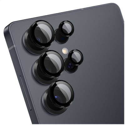 Rosso Camera Frame Protector Geschikt voor Samsung Galaxy S25 Ultra - Case Friendly - 9H Tempered Glass voor Cameralens - Gemakkelijke Installatie met Tray - Zwart