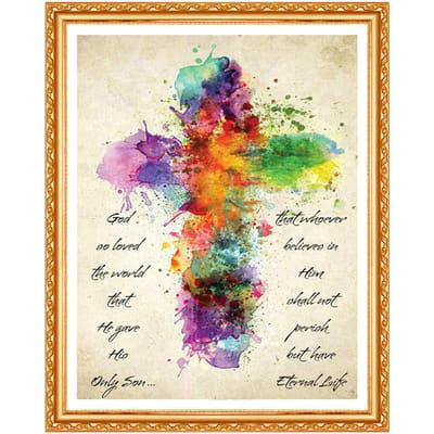 Ronde 5D DIY diamant borduurwerk kleurrijk christelijk kruis Jezus Christus kruissteek Home Decor 20X30CM beige