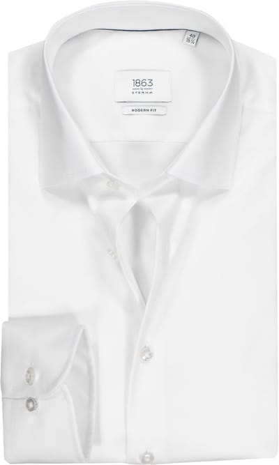 ETERNA 1863 modern fit premium overhemd - 2-ply twill heren overhemd - wit - Strijkvrij - Boordmaat: 44 (EU maat: XL)