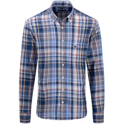Fynch-Hatton Overhemd Colorful Allover Bold Checks Button Down Orient Red-Navy / male