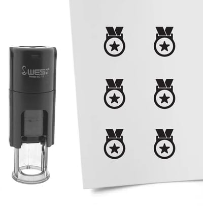 CombiCraft Stempel medaille 10mm rond zwarte inkt - per 1 stuk