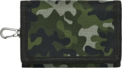 Stijlvolle Camouflage Portemonnee voor Mannen met Muntvak en Sleutelhanger, Drievoudige Indeling en Duurzaam Ontwerp