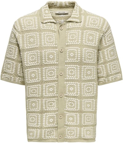 Only & Sons Overhemd Onsbart Rlx 5 Ss Shirt Knit 22033329 Silver Lining/egret Mannen Maat - XL