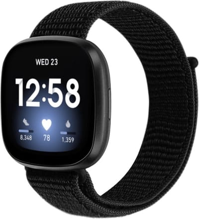 Nylon bandje - geschikt voor Fitbit Versa 3 / Sense - zwart