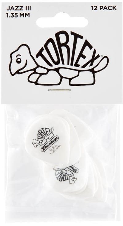 Jim Dunlop Tortex - Plectrums - Pitch Black Jazz III - 1,35 mm - Player's Pack 12 Stuks