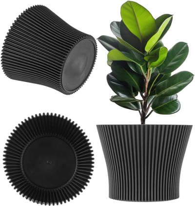 KADAX Kleine kunststof plantenpot voor vetplanten en kruiden, moderne bloempot voor binnen en buiten (zwart, 13,5 cm)