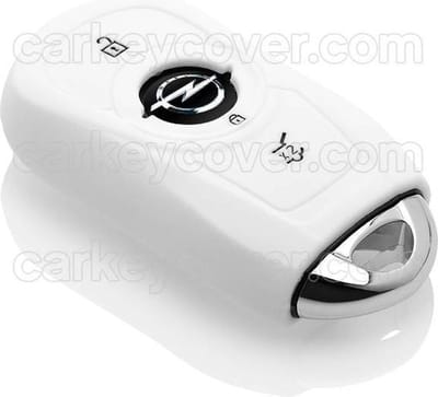 Autosleutel Hoesje geschikt voor Opel - SleutelCover - Silicone Autosleutel Cover - Sleutelhoesje Wit