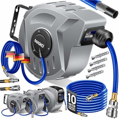Automatische persluchtslanghaspel 10 meter met afneembare wandhouder