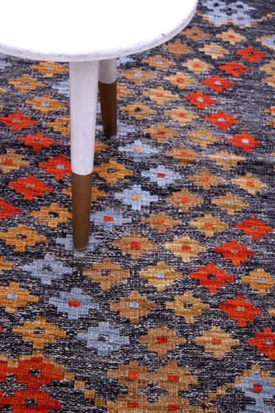 Kleurrijk Tapijt Laagpolig Handgeweven Wollen Vloerkleed - Koho Afghan Kelim 120x81 - 120x81cm- Modern - Woonkamer - Salon - Slaapkamer - Eetkamer