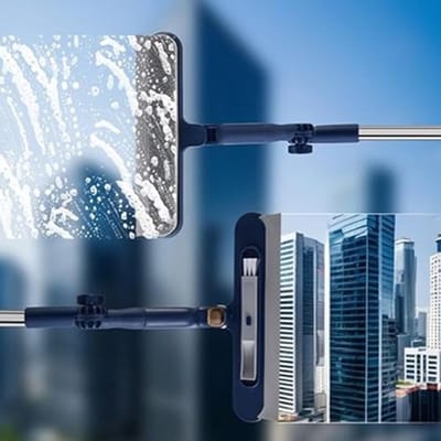 Professionele Telescopische Raamreiniger met Draaiende Kop voor Binnen en Buiten