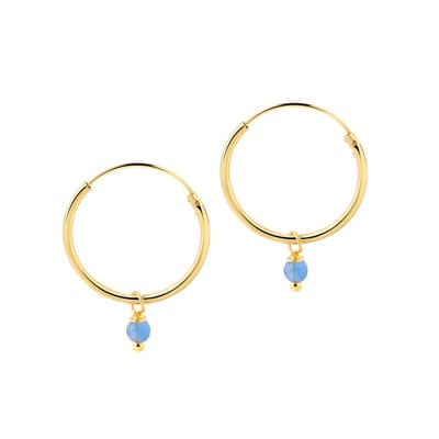 Goud Plated Hoops met Blauwe Steen