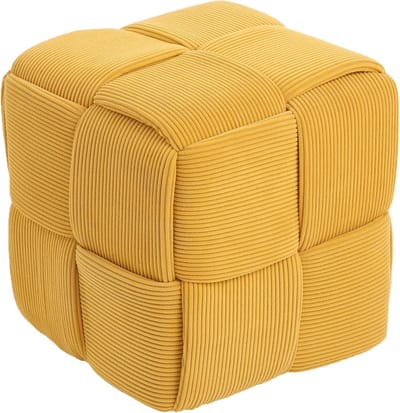Comfortabele Vierkante Voetenbank met Zachte Corduroy Bekleding voor Woonkamer of Slaapkamer
