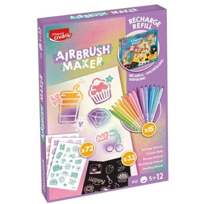 Maped CREATIV navulset airbrush, 15 stiften pasteltinten, 5 sjablonen