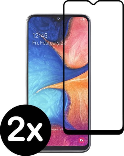 Smartphonica Samsung Galaxy A20E full cover tempered glass screenprotector van gehard glas met afgeronde hoeken - 2 stuks geschikt voor Samsung Galaxy A20e