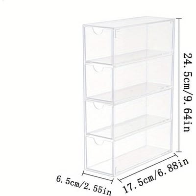 1 Pièce Organisateur Acrylique Empilable à 4 Tiroirs pour Lunettes de Soleil, Organisateur Transparent pour Lunettes de Vue, Anti-Poussière et Étanche, Adapté pour Commode, Chambre à Coucher, Bureau 1pc