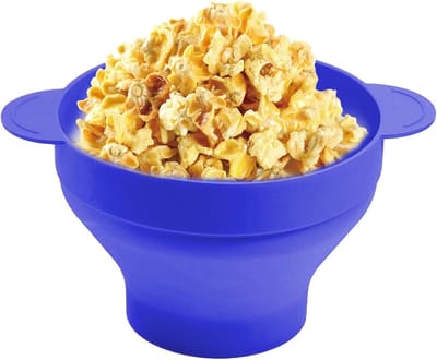 Popcorn Emmer - Snack Kom - Thuisbioscoop Avond - Ruimtebesparend Ontwerp - 24x20x5 cm - Donkerblauw