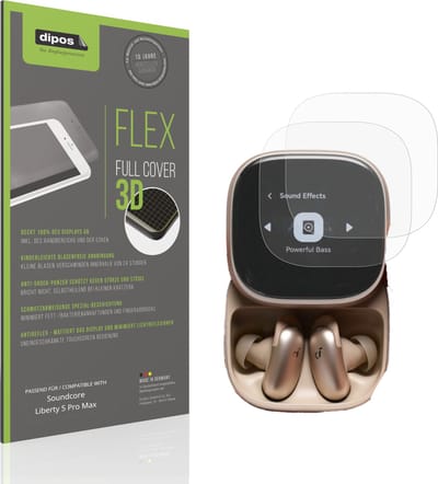 dipos FLEX – 2x Matte Screenprotector geschikt voor Soundcore Liberty 5 Pro Max | Volledige Schermbescherming | Case-Friendly