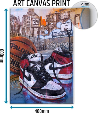 Sneaker canvas basketball black toe 40x60 cm