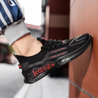 Heren Casual Schoenen Vliegend Geweven Ademende Sportschoenen Heren Lichtgewicht All-match Hardloopschoenen Trendy Schoenen 44 black
