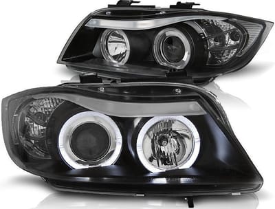 Koplampen dual halo rims BMW E90/E91 03 05-08 08 ANGEL EYES ZWART