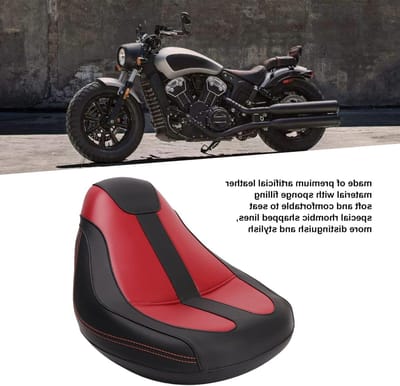 Motorfiets Voorzitje Toerzitje Solo Pad van Leer met Sterke Ondersteuning voor Indian Scout Sixty in Zwart en Groen (Zwart + Rood)