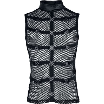 Punk Rave Tanktop - Punk Personalised Mesh Waistcoat - L-XL - voor Mannen - zwart