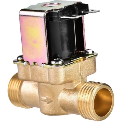 G1 2  CC 24V Fermée Normalement Laiton Électrovanne Magnétique Solénoïde Pour Contrôle de l'Eau noir