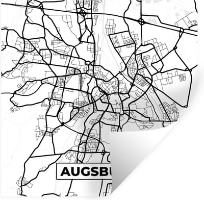 Muurstickers - Sticker Folie - Kaart - Augsburg - Stadskaart - Plattegrond - 100x100 cm - Plakfolie - Muurstickers Kinderkamer - Zelfklevend Behang XXL - Zelfklevend behangpapier - Stickerfolie