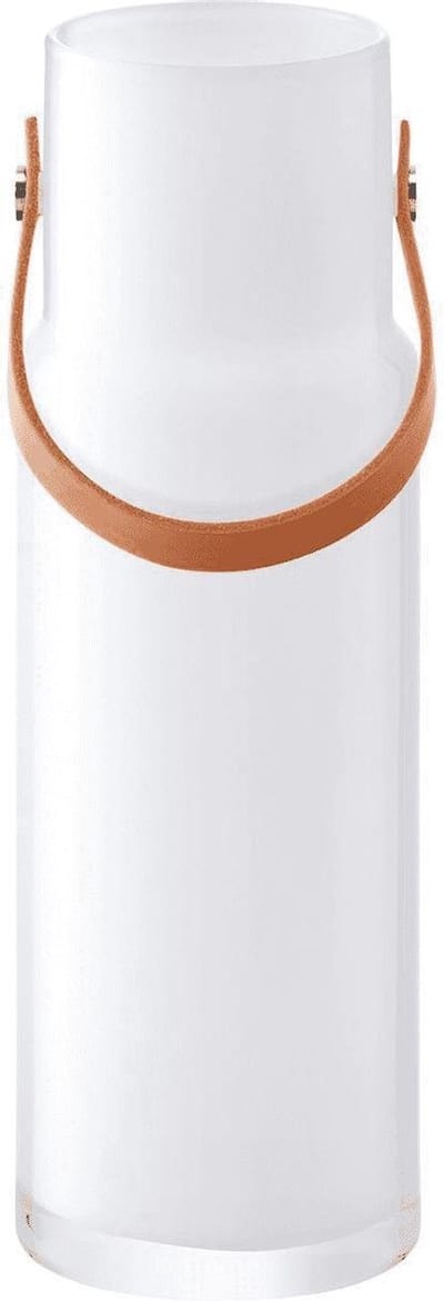 LSA Utility Vaas - Incl. Leren Handvat - Glas - Ø11 x 39,5 cm - Wit
