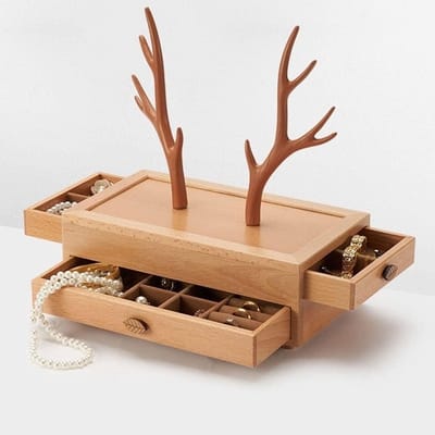 Juwelendoos - Sieraden organizer - Sieraden opbergen - Lade met geheim vak - 11 x 6.2 x 3.6 inch - B