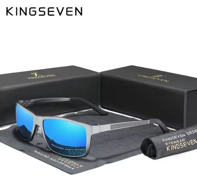 KINGSEVEN Zonnebril 7021 - Donkergrijs-Blauw – Heren - Vrouwen - Gepolariseerd - UV400 - Rechthoek