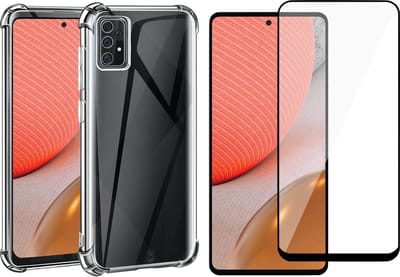 Hoesje geschikt voor Samsung Galaxy A72 - Shock Proof Case - Transparant - Met Full Screenprotector