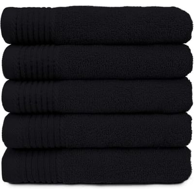 The One Handdoek Deluxe - 50x100 cm - Set van 5 - 550 g/m² - 100% Gekamd Katoen - Hotelkwaliteit - Zwart