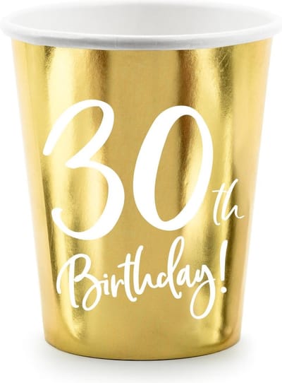 30 Jaar - Papieren Bekers (6 stuks)