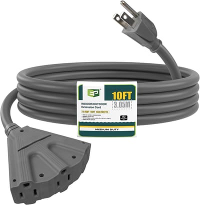 3 meter verlengkabel buiten, UL-gecertificeerd, 3 geaarde geleiders, 13A, 1625W, geschikt voor kerstverlichting en elektrische apparaten
