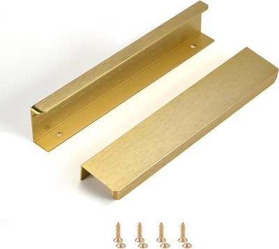 Set van 10 Verborgen Deurgrepen voor Keuken- en Meubeltoepassingen - Aluminium, Modern Design, 200mm Lang, Geschikt voor Kasten en Lades in Goud